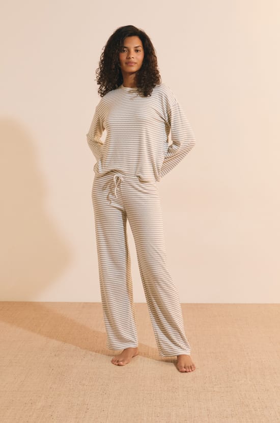 Pantalon de pyjama &agrave; rayures avec cordon de serrage;${refinementColor}