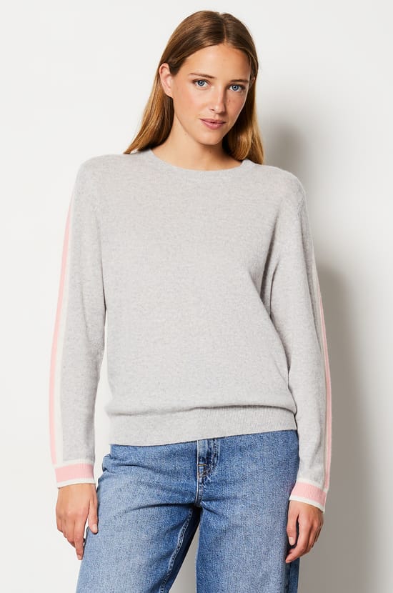 Pull en 100% cachemire avec détails sur les manches;${refinementColor}