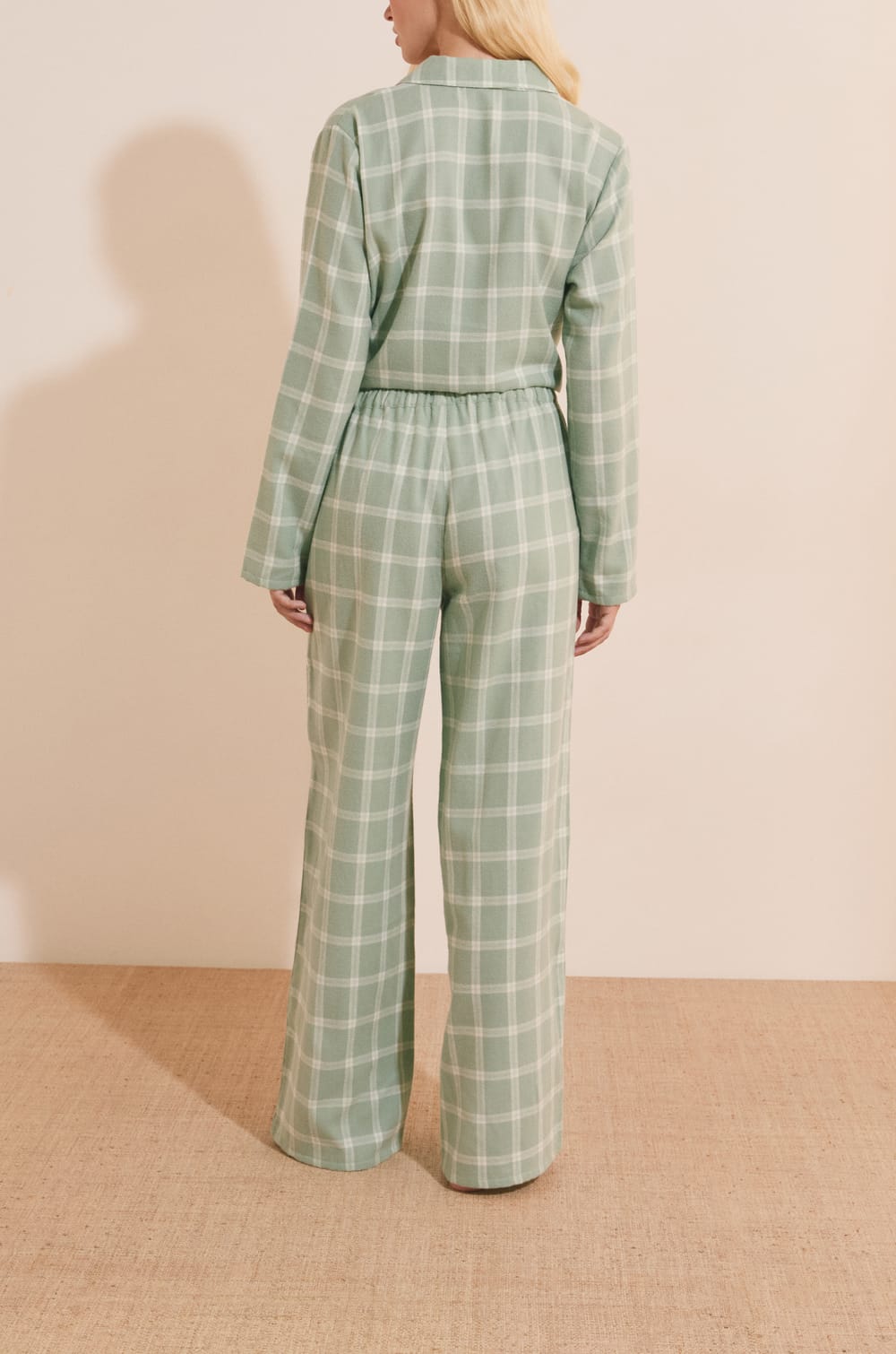 Pantalon de pyjama &agrave; carreaux en coton;${refinementColor}