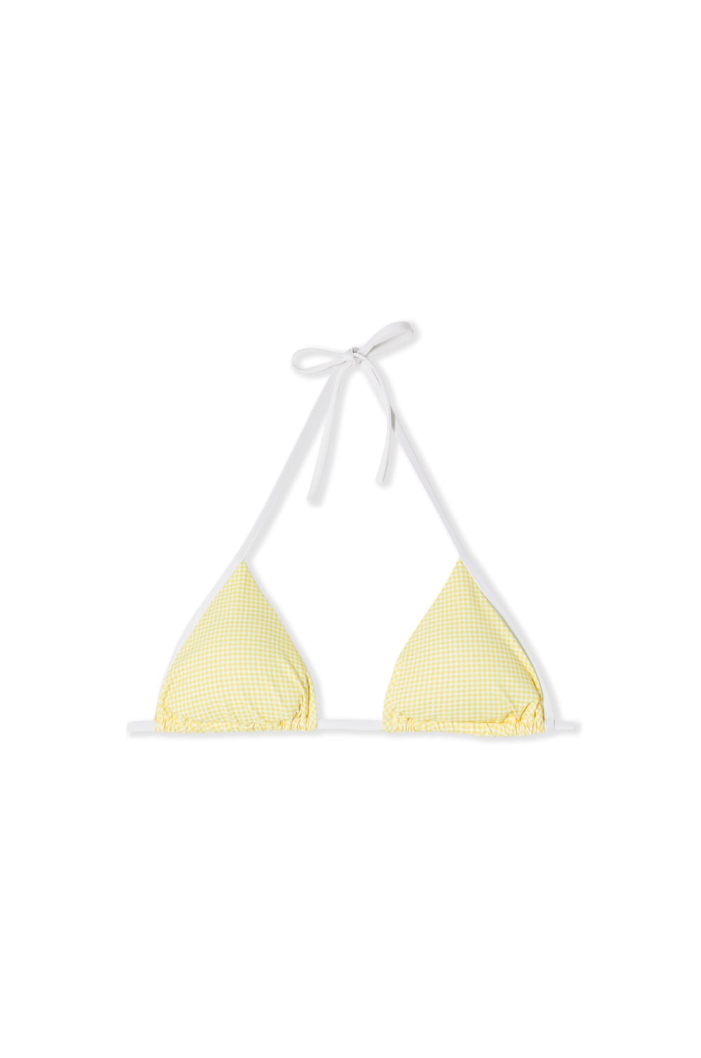 Haut de maillot de bain triangle &agrave; imprim&eacute; vichy &agrave; nouer;${refinementColor}