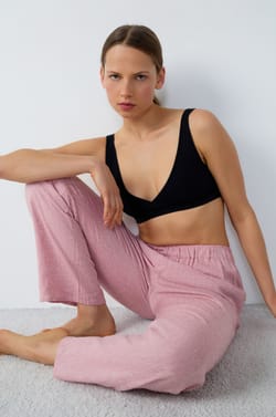 Straight Leg Linen Pyjama Trousers;${refinementColor}