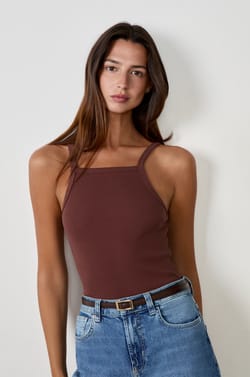 Débardeur côtelé en coton;${refinementColor}