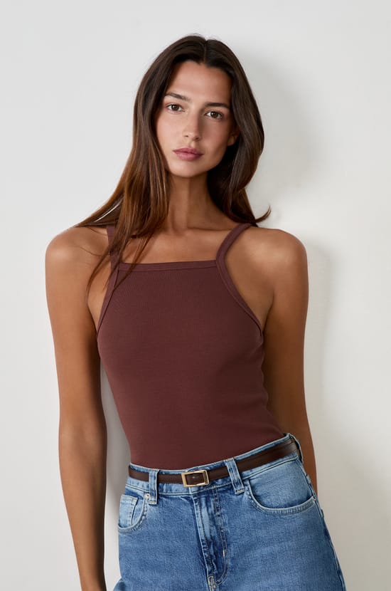 Débardeur côtelé en coton;${refinementColor}