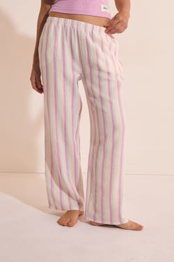 Pantal&oacute;n de pijama 7/8 a rayas de algod&oacute;n;${refinementColor}