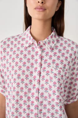 Chemise de nuit à imprimés en coton;${refinementColor}