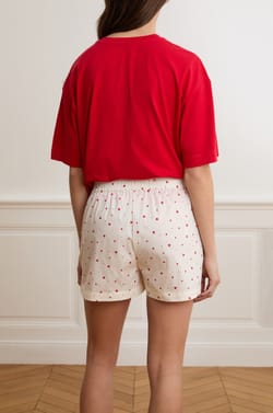 Short de pyjama &agrave; motifs c&oelig;urs avec coton;${refinementColor}