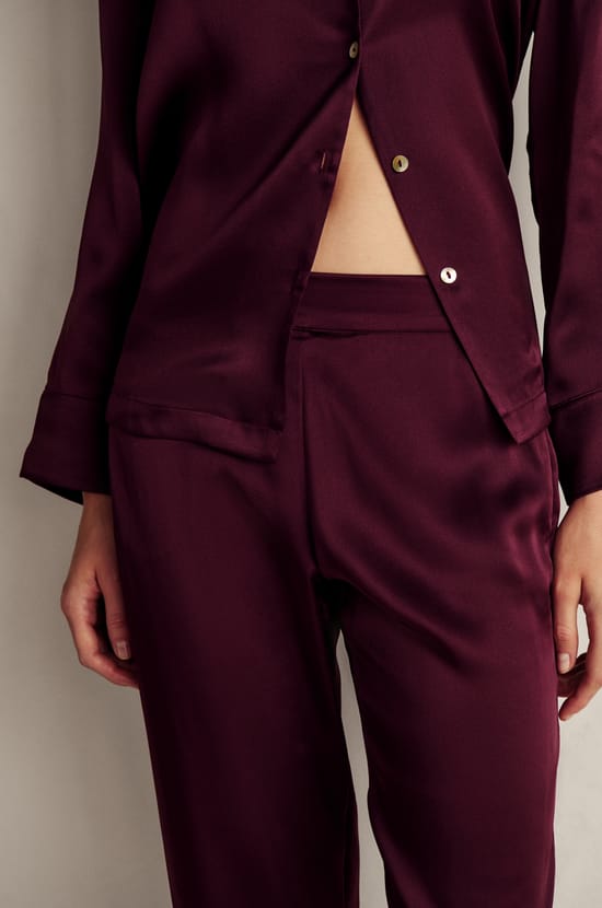 Pantalon de pyjama en soie;${refinementColor}