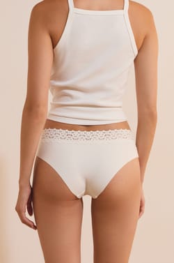 Hipster V-shape en microfibre et dentelle;${refinementColor}