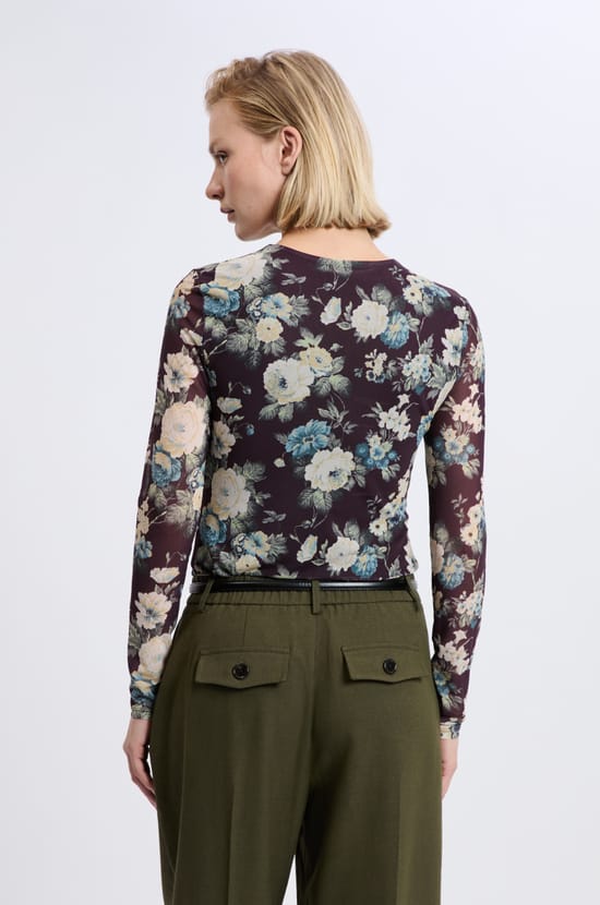 T-shirt &agrave; motif fleuris;${refinementColor}