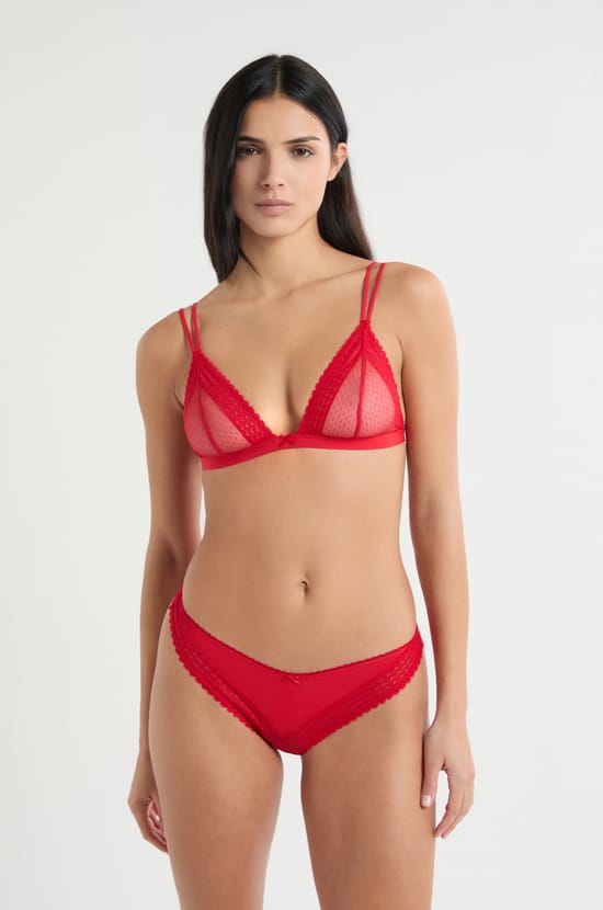 Soutien-gorge triangle en dentelle;${refinementColor}