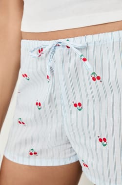 Cotton pyjama shorts with patterns;${refinementColor}