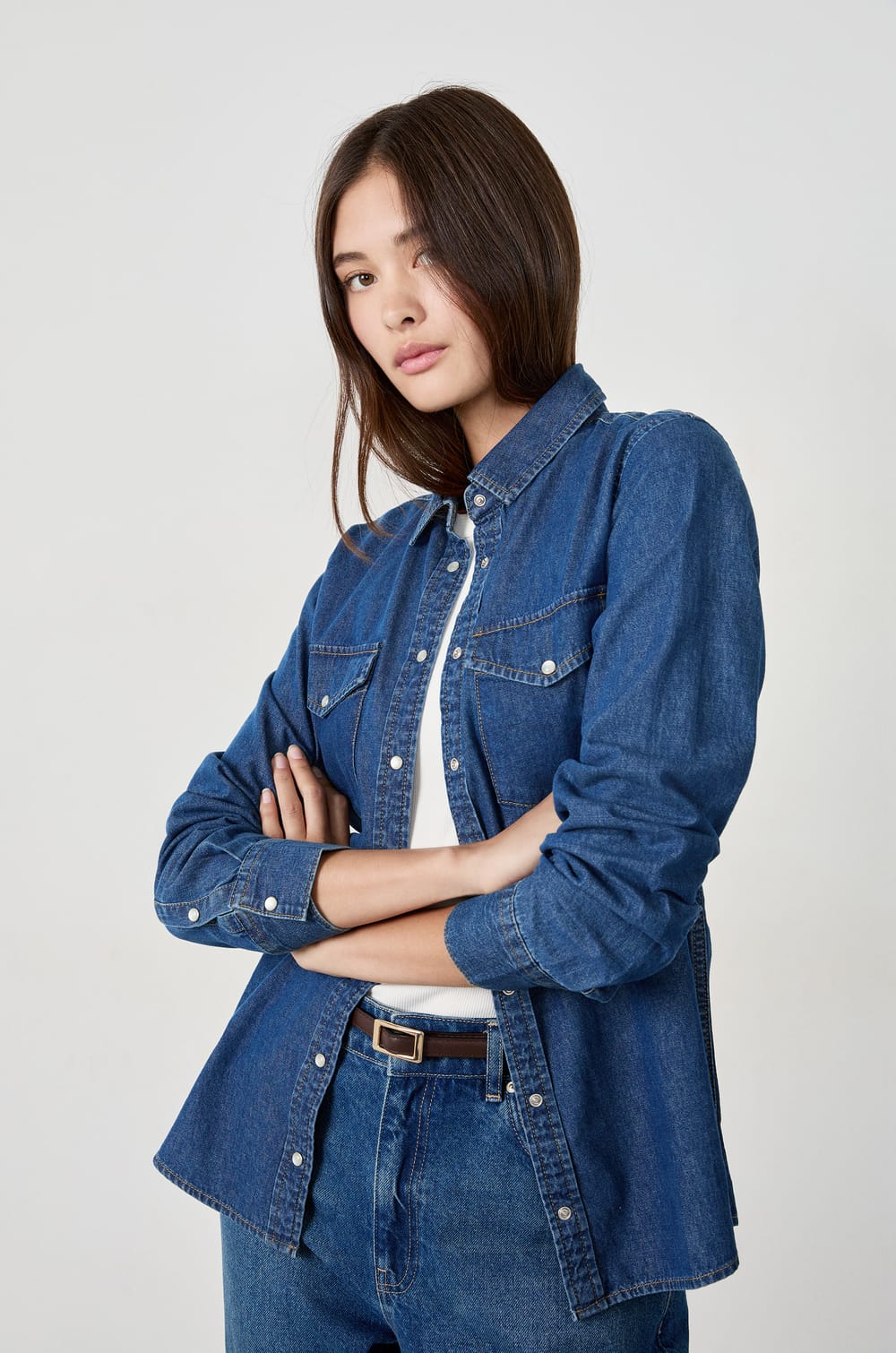 Camisa efecto denim;${refinementColor}