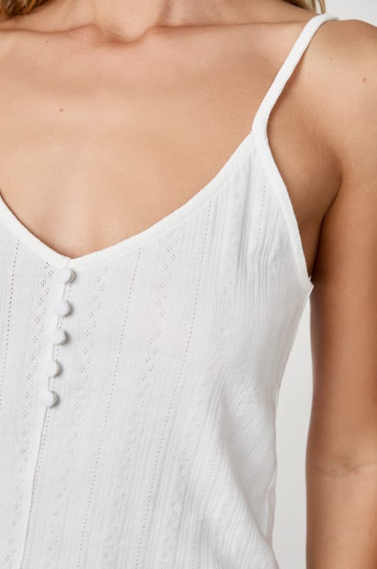 Cotton Tank Top with Thin Straps;${refinementColor}