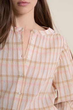 Checkered Cotton Blouse;${refinementColor}