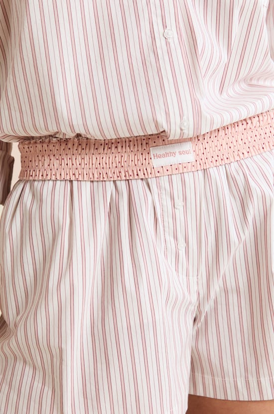 Striped Pyjama Shorts with Cotton;${refinementColor}