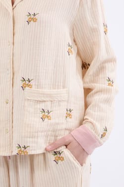 Cotton patterned pyjama shirt;${refinementColor}