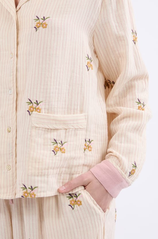 Cotton patterned pyjama shirt;${refinementColor}