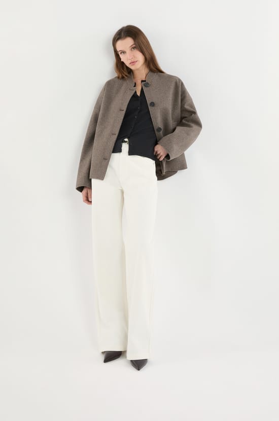 Manteau &agrave; boutons avec laine;${refinementColor}