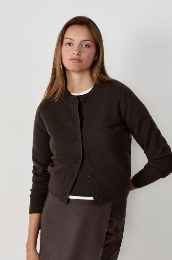 Cashmere cardigan sweater with buttons;${refinementColor}