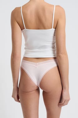 Tanga V-shape en microfibre et dentelle;${refinementColor}