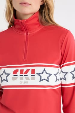 Technical material T-shirt with fleece lining and 'ski club' print;${refinementColor}