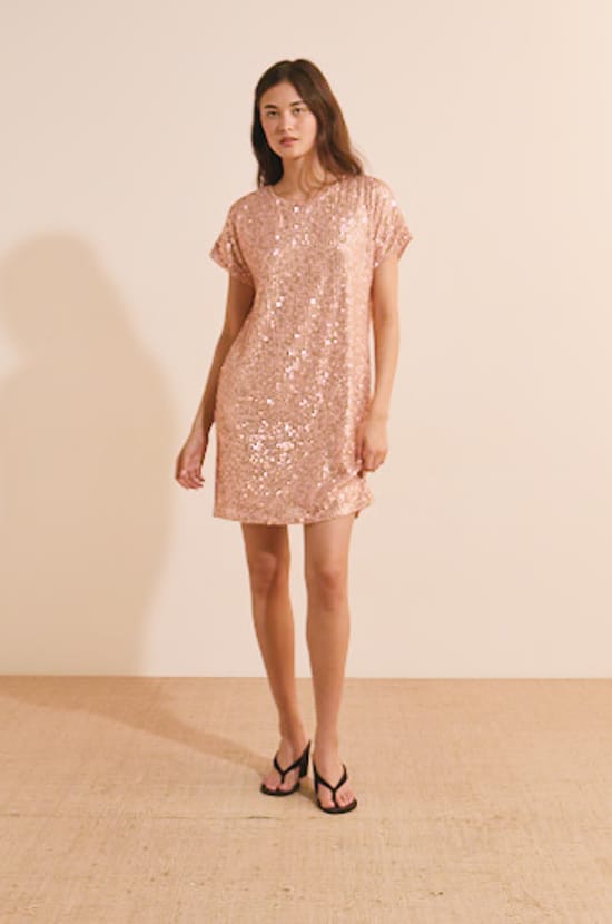 Robe courte &agrave; sequins;${refinementColor}
