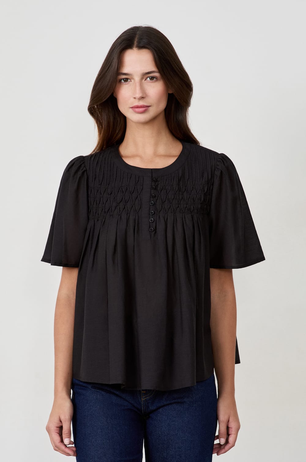 Short-sleeved blouse;${refinementColor}