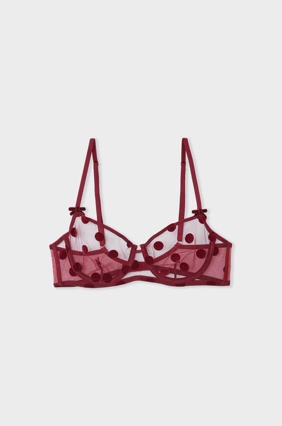 Bra No.9 - Balconette in flocked tulle;${refinementColor}