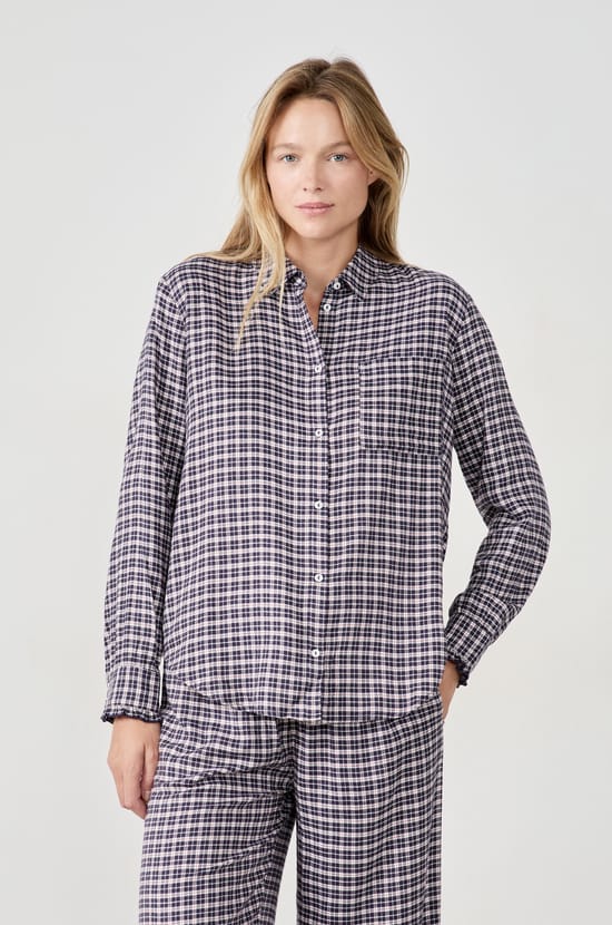 Chemise de pyjama à carreaux;${refinementColor}