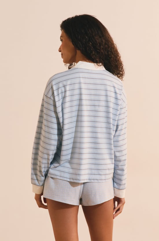 T-shirt manches longues &agrave; rayures en coton;${refinementColor}
