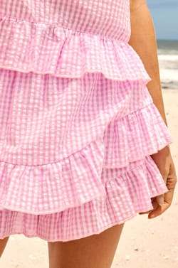 Pantal&oacute;n corto de algod&oacute;n con estampado de cuadros vichy;${refinementColor}