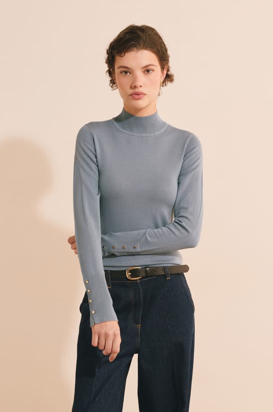 Pull en maille fine &agrave; manches mi-longues;${refinementColor}