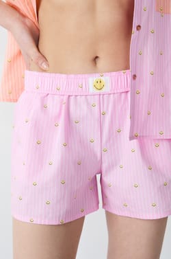 Gestreifte Baumwoll-Pyjama-Shorts Smiley&reg;ORIGINALS;${refinementColor}