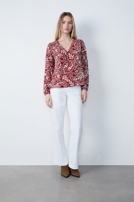 Chemisier col V à motifs;${refinementColor}