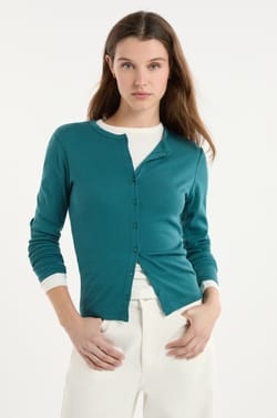 T-shirt boutonn&eacute; &agrave; manches longues en coton;${refinementColor}