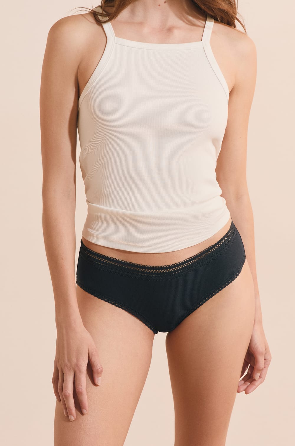 Boyshort in Microfiber with Lace Details;${refinementColor}