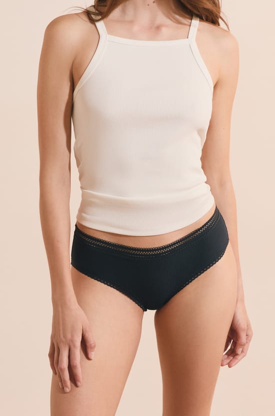 Boyshort in Microfiber with Lace Details;${refinementColor}