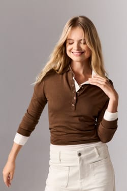 Polo de manga larga de lana;${refinementColor}