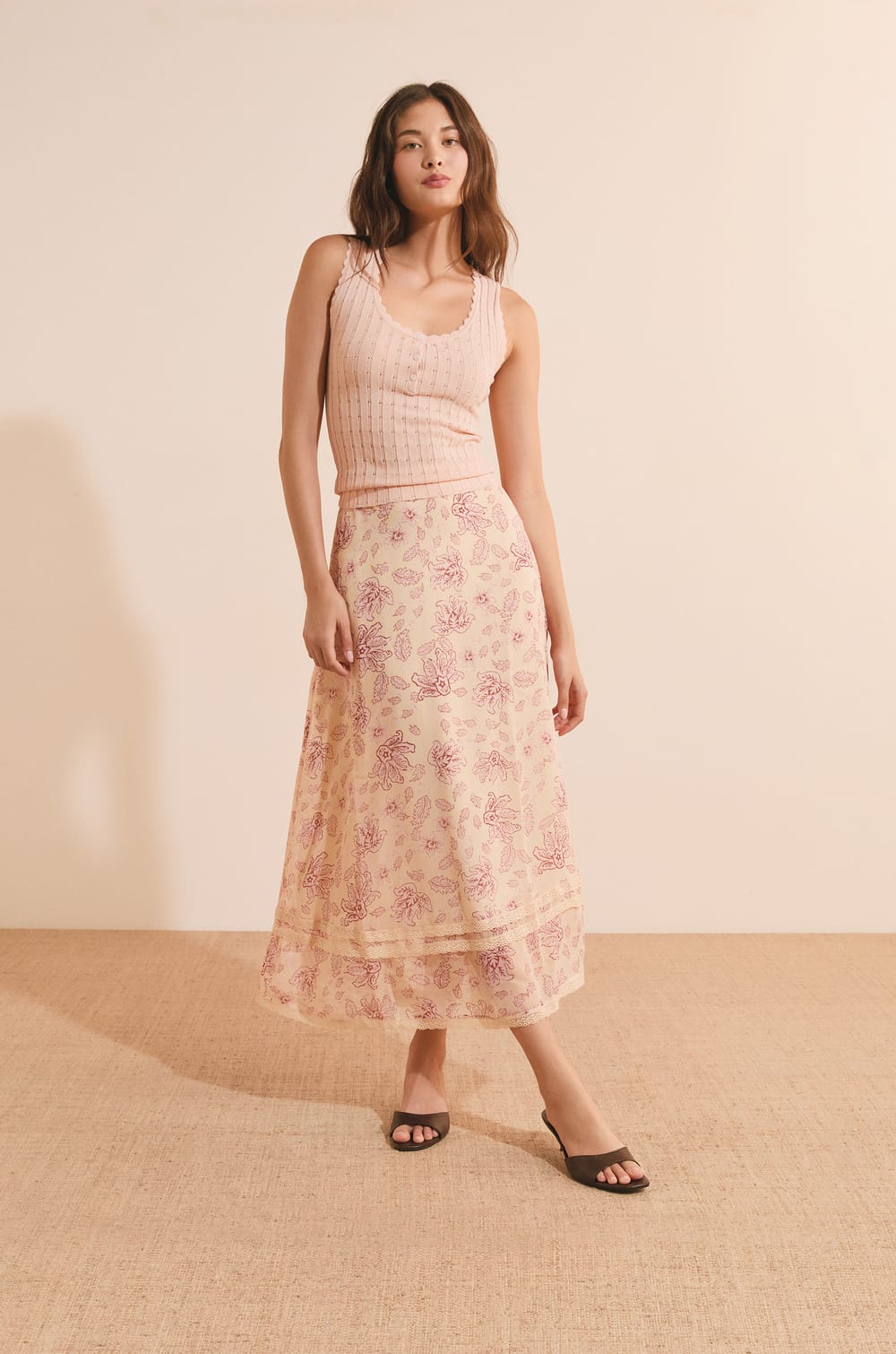 Jupe longue &agrave; motifs;${refinementColor}