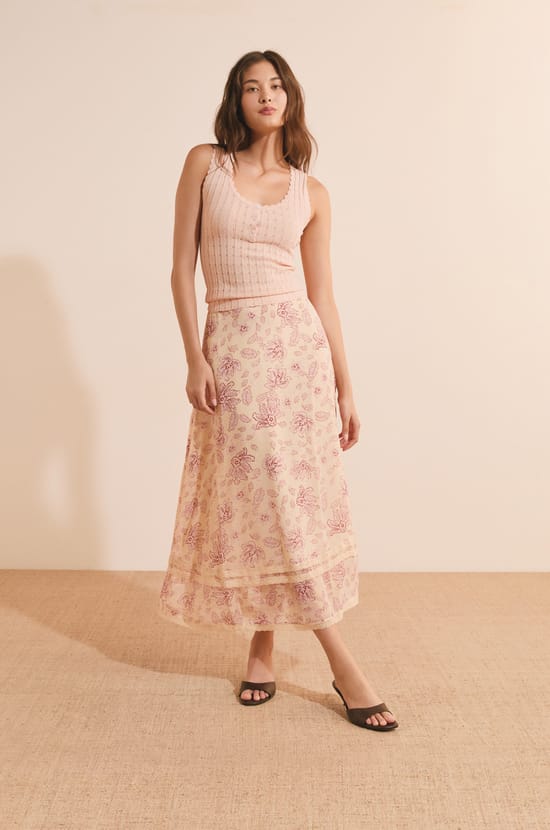 Jupe longue &agrave; motifs;${refinementColor}