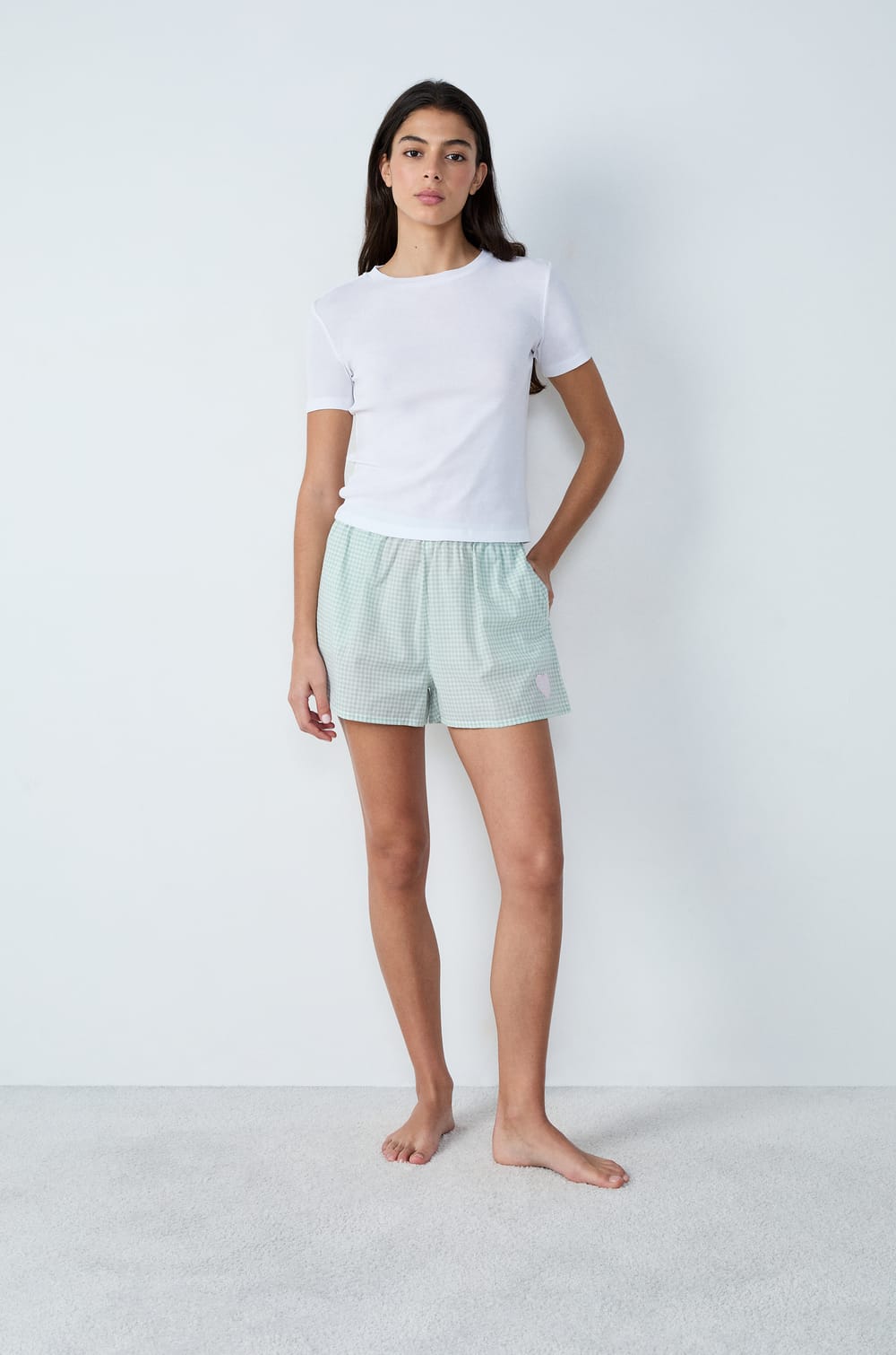 Ribbed cotton short-sleeved T-shirt;${refinementColor}