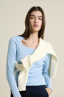 T-shirt manches longues encolure carr&eacute;e;${refinementColor}