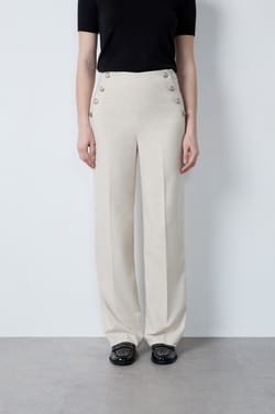 Wide-Leg Twill Pants;${refinementColor}