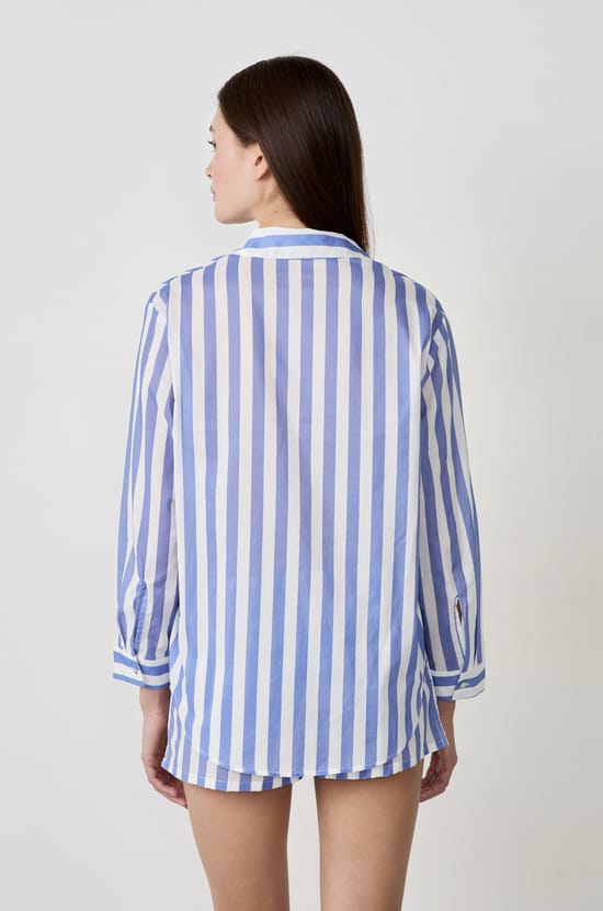 Cotton Striped Pyjama Shirt;${refinementColor}