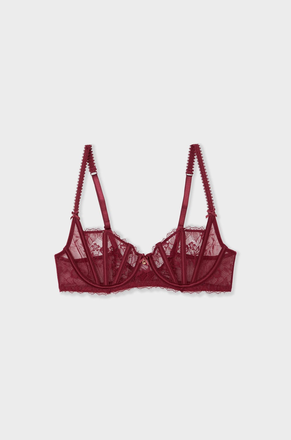 Balconette Bra in Tulle and Satin;${refinementColor}