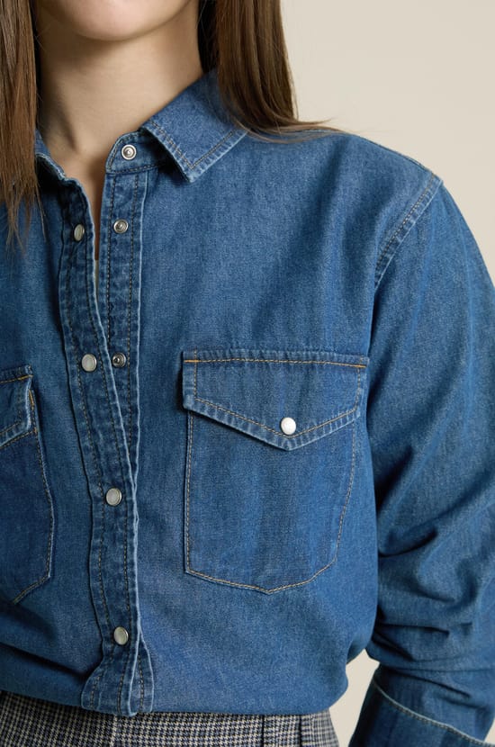 Denim-effect shirt;${refinementColor}