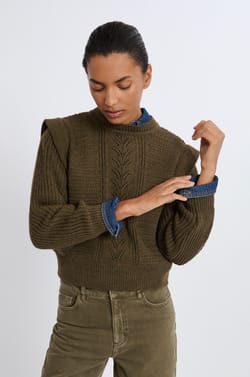 Trui met schouderstukken met wol;${refinementColor}