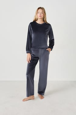 Velvet-Effect Pyjama Trousers;${refinementColor}
