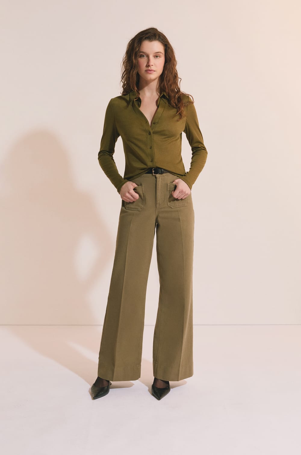 T-shirt manches longues col polo;${refinementColor}