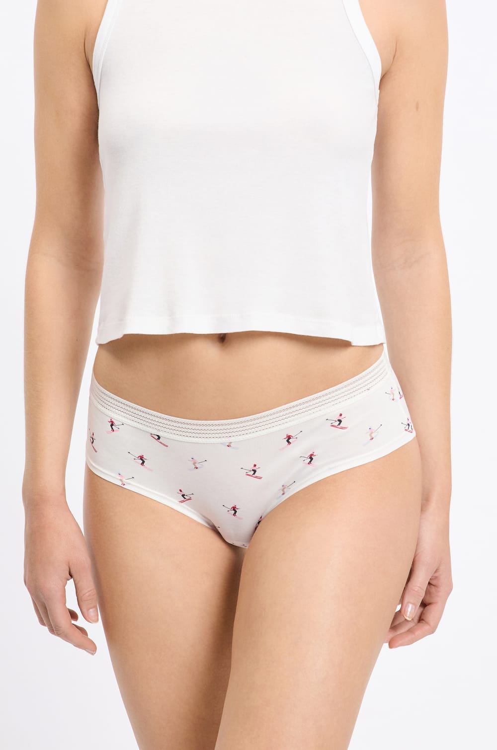 Set of 3 Cotton and Lace Boyshorts with Pattern;${refinementColor}